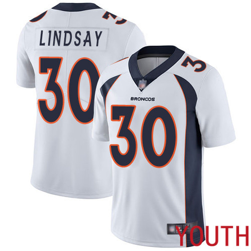 Youth Denver Broncos #30 Phillip Lindsay White Vapor Untouchable Limited Player Football NFL Jersey->denver broncos->NFL Jersey